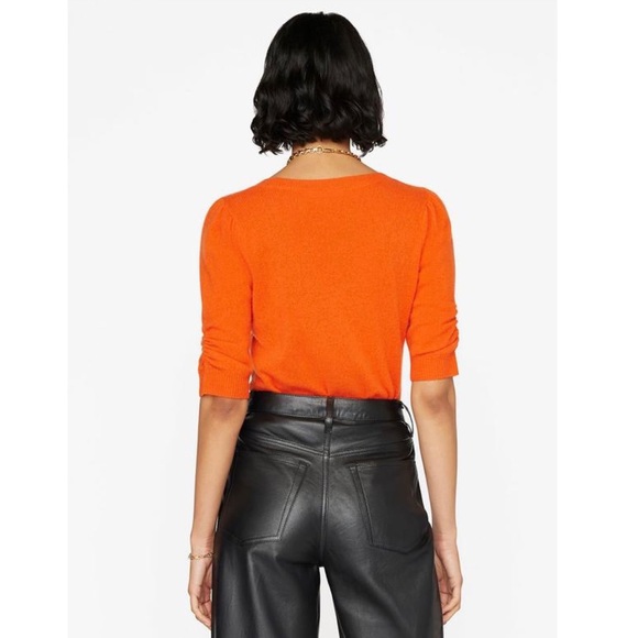 NWT💕FRAME Denim Scoop Neck Sweater in MANDARIN Size S - Picture 3 of 14